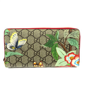 Gucci Zip Around Long Wallet GG Supreme Flower Butterfly Red